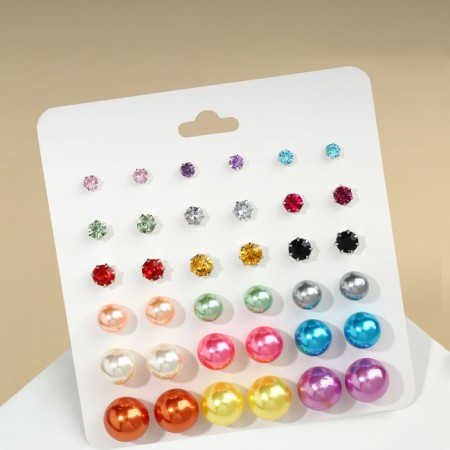 Pusets 18 pairs “minimal” beads and pearls d = 3-11 mm, colored in silver-1