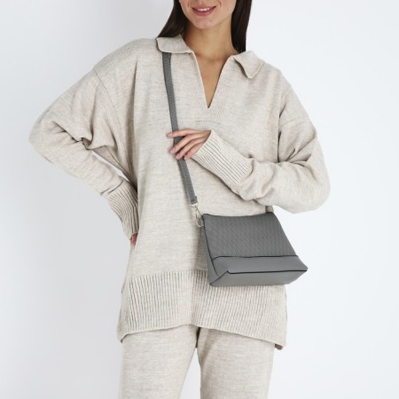 Bag Cross-Bodi with a zipper, gray color-6
