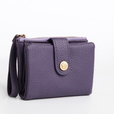 Women's wallet on the button, purple color