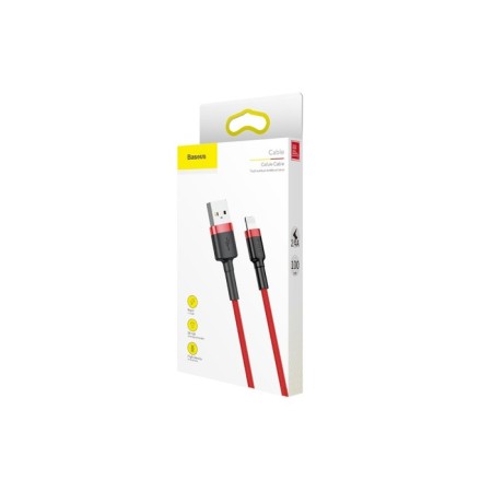 Baseus cable, Lightning - USB, 2.4 A, PVC braid, 1 m, black and red-8