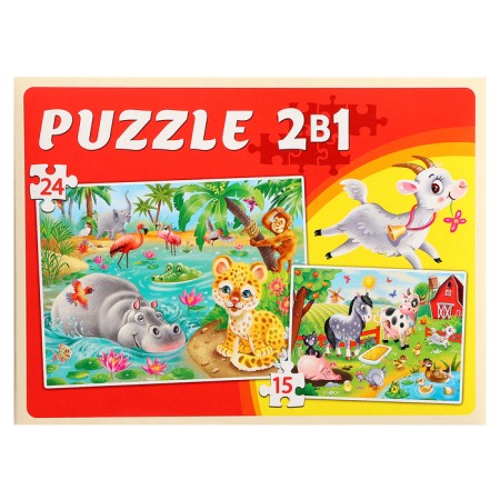 Maxi-Puzzles 2 in 1 "Funny Animals No. 4", 15 and 24 elements-4