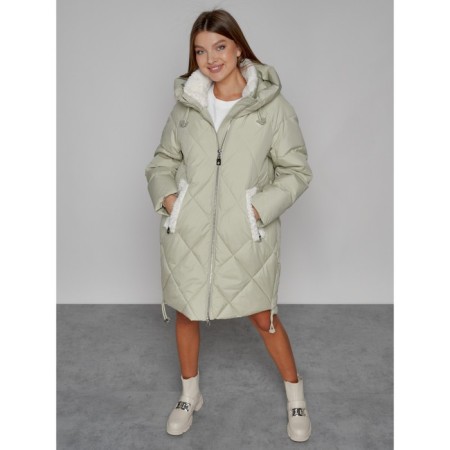 Coat insulated winter female, size 42, color light green-9