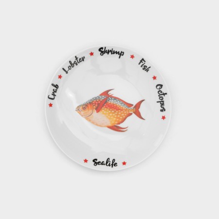 Set of porcelain plates Sealife, 6 objects, Mix drawing-1