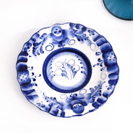 A saucer Gzhel "ANEMON", white-blue, ceramics, D = 15 cm,-3
