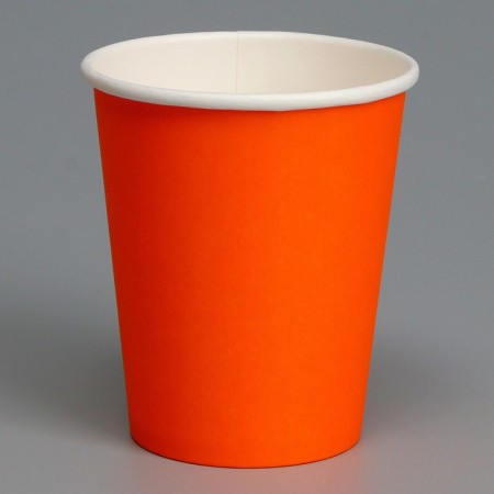 A one -time paper glass, plain, orange color, 250 ml, 50 pcs 1-1