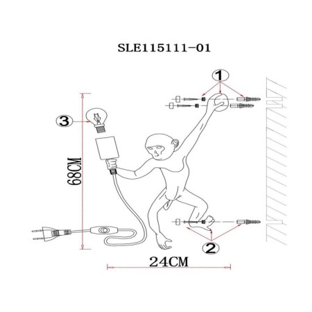 Wall lamp EVOLUCE. Sle115111-01. Tenato. 1x60 W, E27, 68 cm, white color-9