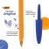 A set of ballpoints BIC Orange Fine, 4 pieces, node 0.8 mm, blue ink, thin letter, orange case