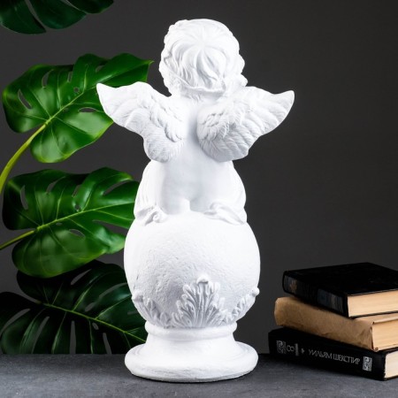 Figure "Angel with a violin smiling" white 26x21x46cm-2