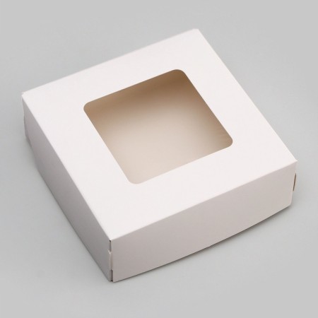 Food box, with a window, white, 11.5 x 11.5 x 4 cm-4