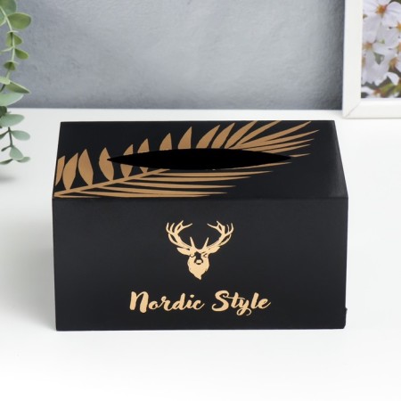 MDF box for napkins "Golden Deer" black 10x13x20 cm-2