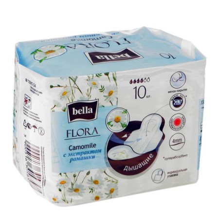 Hygienic women's gaskets Bella Flora Camomile with chamomile extract for 10 pcs.-1