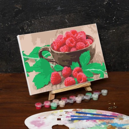 Picture on numbers on canvas with the subframe "Ripe Raspberry", 30x20 cm-1