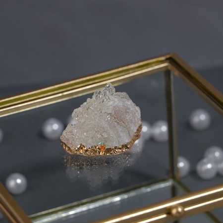 Organizer for storage "Mountains", with a lid, glass, with a mirror -bottom, 1 section, 12 × 12 × 7 cm, the color is transparent/copper-7