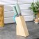 A set of kitchen knives on a stand, 6 objects: 5 knives 8.5 cm, 12 cm, 12 cm, 19.7 cm, 19 cm, scissors, blue color