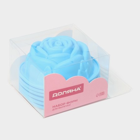 A set of baking forms “Rose”, silicone, 8 × 3.5 cm, 6 pcs, color mix-7