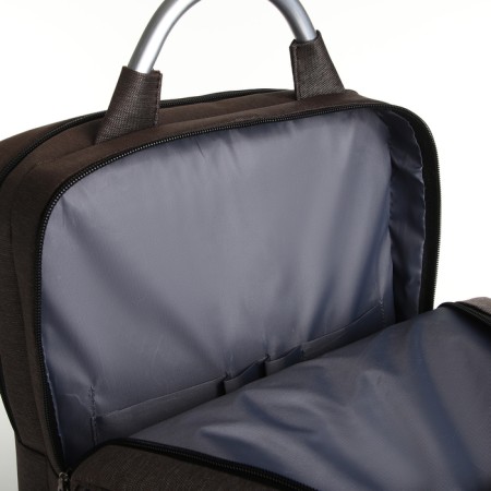 City backpack on a zipper, 2 pockets, with USB, brown color-5