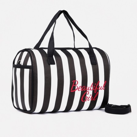Sports bag with lightning, 2 outer pockets, long belt, black/white color-2