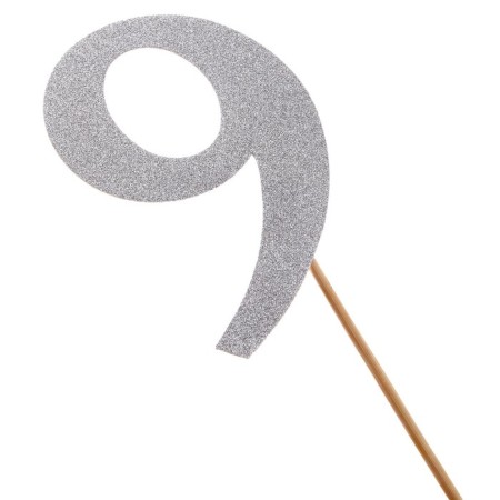 Топпер в торт «9», цвет серебро-1