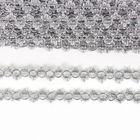 Braid silver loops with trilians width 2.7, 10 m-2