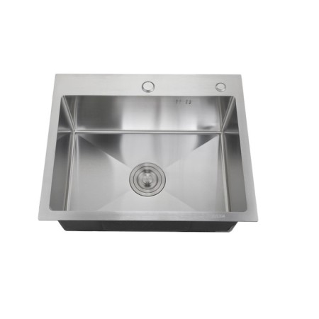 Kitchen sink "RMS" MR-5050, mortise, thickness 3.0 and 1 mm, basket, dispenser, satin-1