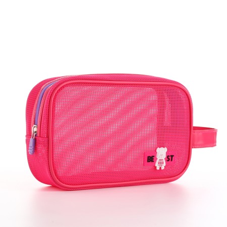 Cosmetic bag Dor mesh, 22*6.5*14, lightning department, raspberry