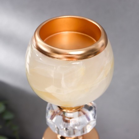 Summary Metal for 1 candle "Embossed geometric pattern with crystal" Gold 32x11x11 cm 75776-4