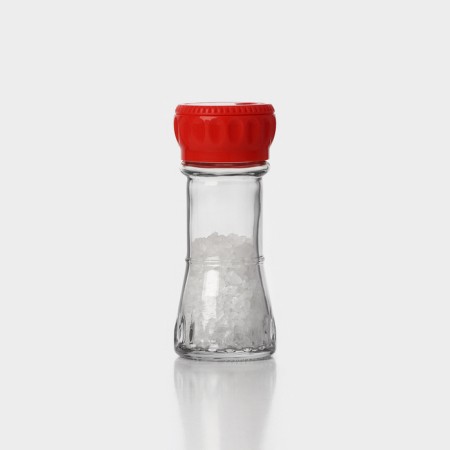 Three -position glass mill, 80 ml, red color