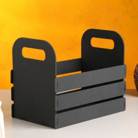 Kashpo wooden 25 × 15 × 20 cm "Carmen", side handles are lateral cuts, black give beautifully-1