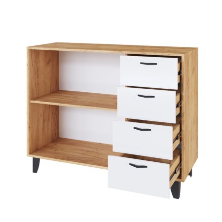 Komod Katrin-12, 1204 x 450 x 950, oak craft gold/white-1
