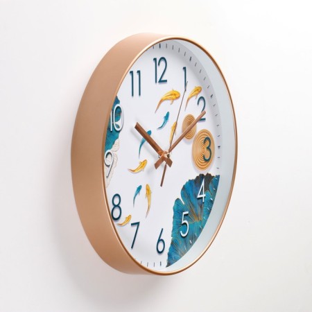 Wall clock, series: interior, "fish", smooth move, d-30 cm, aa-1