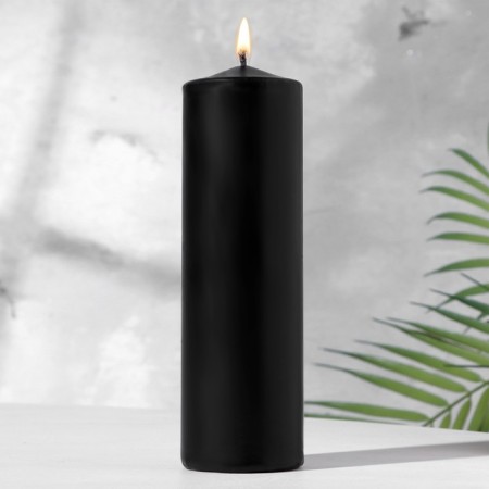 Candle-cylinder, 6x19 cm, 425 g, 25 hours, black