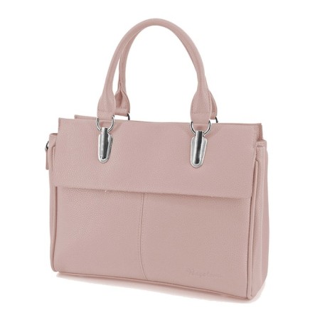 Bag women, genuine leather, pink 30x9x23 cm