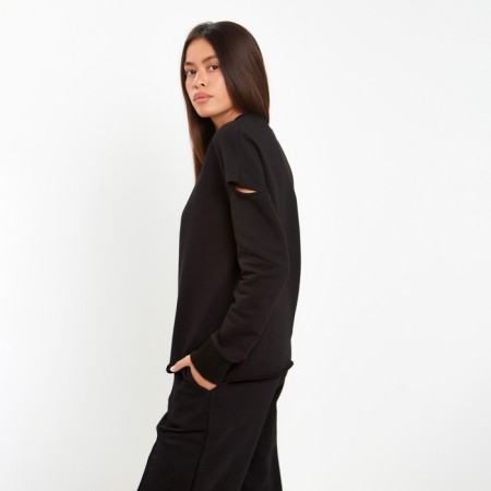 Women's sweatshirt with cuts MIST size 50-52, black color-1