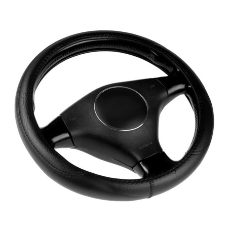 Braid on the steering wheel Nova Bright eco-leather, black, shagren, size m, 37-39 cm