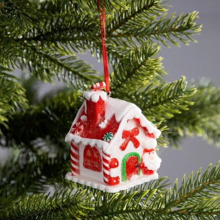 Fir -tree toy "Ginger House" 6 × 8.5 × 5.5 cm, from batteries, glow warm white-1
