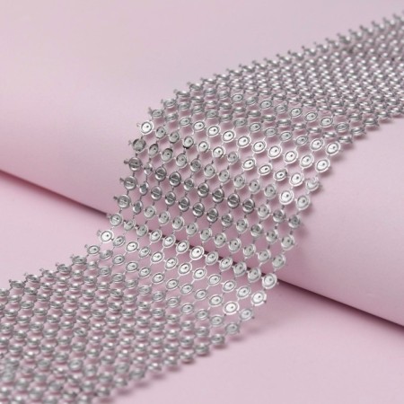 Tape with imitation of convex rhinestones, 5.75 cm, 9 ± 1 m, silver color-2