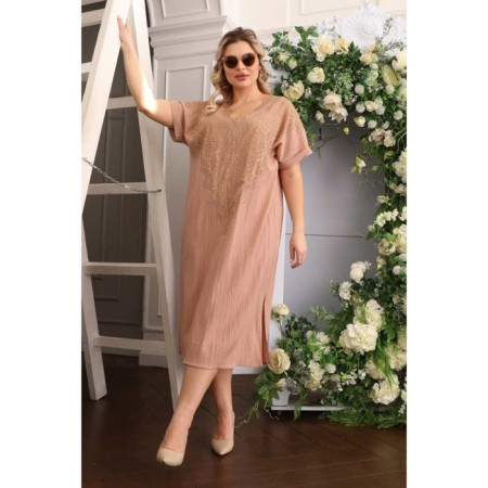 Female dress, size 56, beige color-5