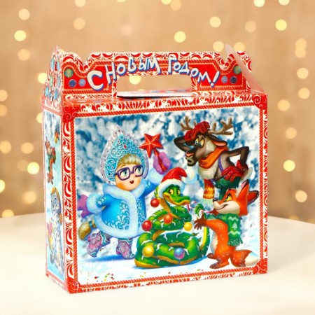 New Year. The gift box New Year's suitcase Small "Adventures begin" 17.3 x 6.5 x 15 cm.