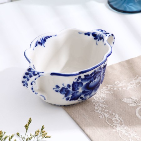 Ivushka broth, with handles, h = 7 cm, 0.35 l, gzhel-2