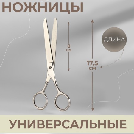 Universal scissors, 17.5 cm, silver color
