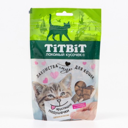 Titbit crispy pillows for cats, with beef paste, 100 g