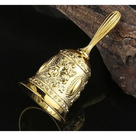 Metal bell with engraving, 11.3 x 5.4 cm, gold-1