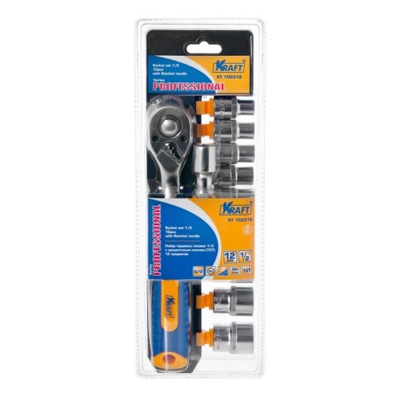 A set of end heads Kraft KT700318, with a rattle, 1/2 ", 6-gr., 10-24 mm, 12 items
