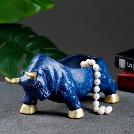 Candy "Bull" Blue Marble, 12x24x11cm-5