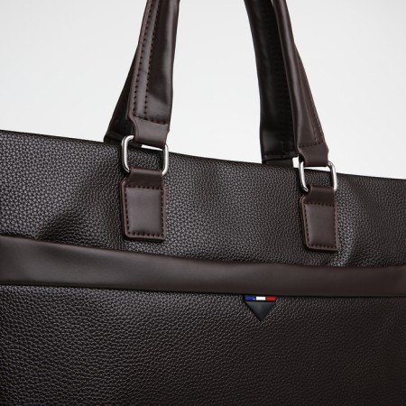 Male Business Bag, Textura, 2 external pockets, brown color-4
