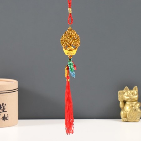 Plastic suspension, textiles "Cash tree on an ingot of iambic with peanuts" 25 cm