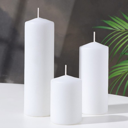 Set of candles - cylinders 3B1 (6x14 cm, 6x19 cm, 6x8.5 cm), white