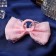 Hair gum "Bow" Crystal stripes, 11 cm, pink