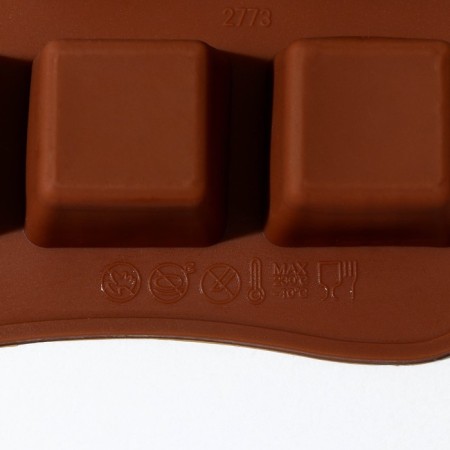 Form for chocolate shares "Chocolate sweets", silicone, 21.5 × 10 × 1.5 cm, 15 cells, brown color-3
