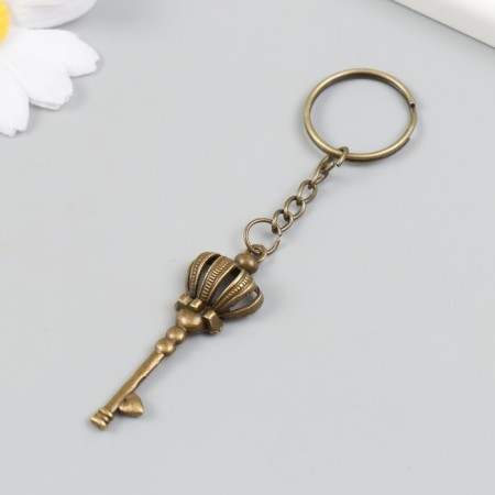 Metal keychain "Key - Crown" bronze 1.9x5.6 cm-1